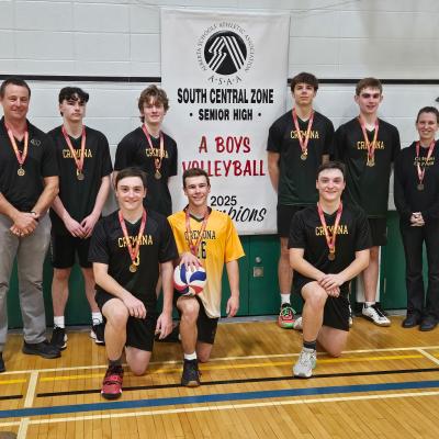 Cremona High Team History: The core of this team have been playing together since Grade 7. We would like to thank the Coaches and Athletic Directors who made November happen for Volleyball! Our league continued to the end of the month, and we were able to get in a couple tournaments. In the Zone final we won the best of 5 in 3 straight. Good luck to all teams!