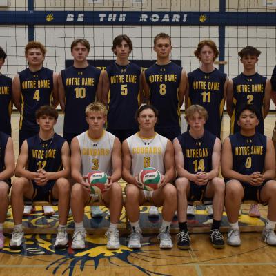 Notre Dame (Red Deer) Team History: Notre Dame Sr Boys Volleyball team has had a strong season through the combination of confident Grade 10 rookies and capable graduating Grade 12s. A Bronze Medal at the RDP Fall Classic and a Silver in the Central Zone Finals helped Notre Dame qualify for Provincials.